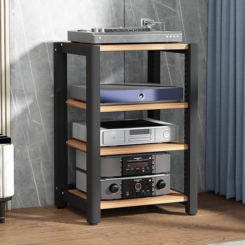 Soporte estéreo, Estante de Audio para Juegos, Soporte para Tocadiscos, Soporte para Medios AV, Estante de Esquina con estantes de Madera, Vitrina para CD y DVD, para proyector, PS5, reprodu