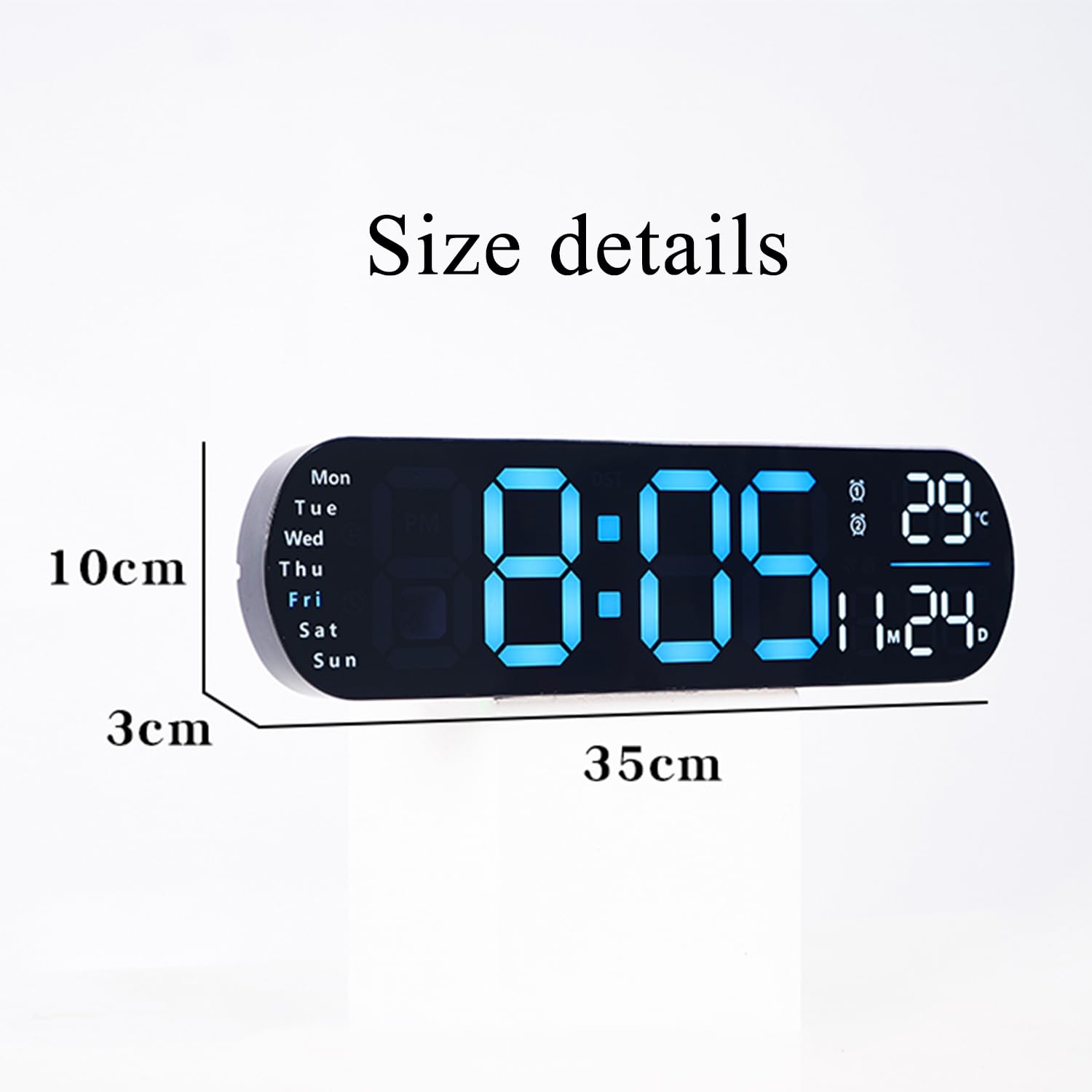 Digitale Wanduhr Mit Fernbedienung – 30 Cm LED, Zeigt Datum, Wochentag & Temperatur