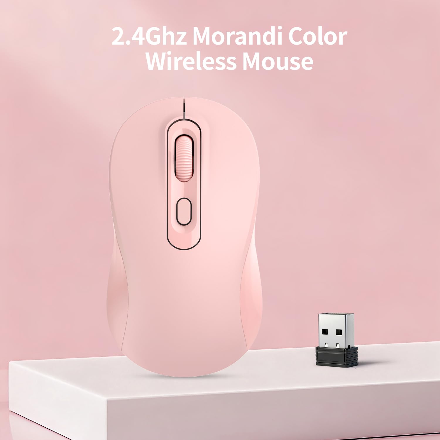 Wireless Mouse, 2026 New Model, Silent Click Ergonomic Design, Portable, 4 Buttons, Adjustable DPI (800/1200/1600), for Laptop/PC/Office (Pink) - 3