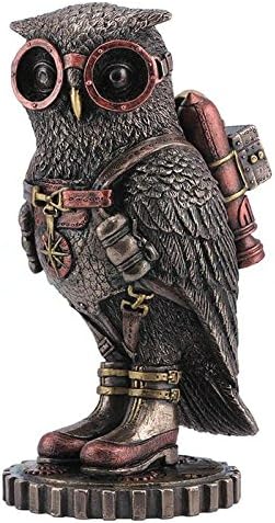 Bronze Steampunk Owl with Goggles and Jetpack 6" Sculpture