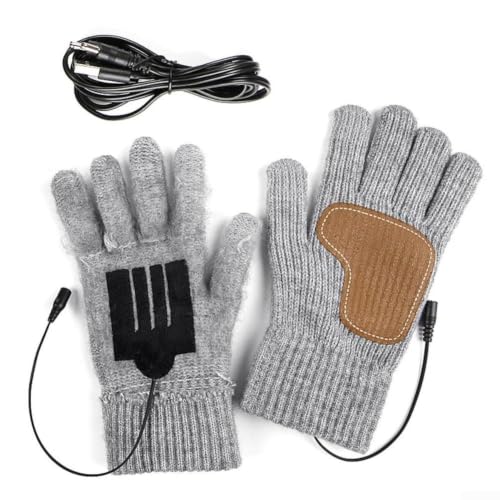 Heated Winter Gloves Cashmere Lined 3 Heat Modes(Light Gray Constant Temperature)