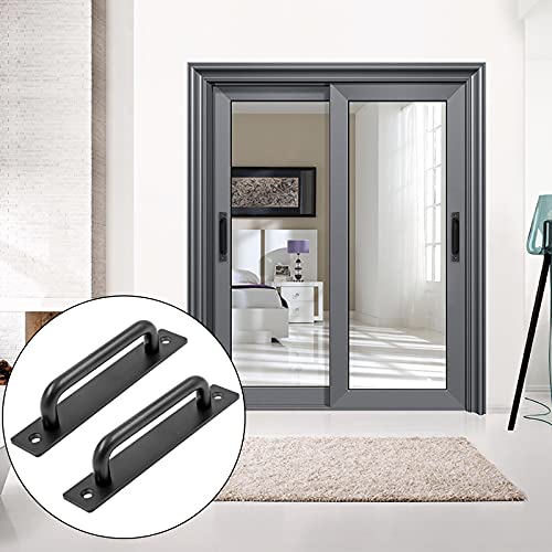 Jiozermi 2 Pack Sliding Barn Door Handle, 5.9 Inch Gate Door Handle, Aluminium Alloy Door Pull Handle For Sliding Barn Door Gate Cabinet Closet Drawer Garage Shed, Black #TOP5