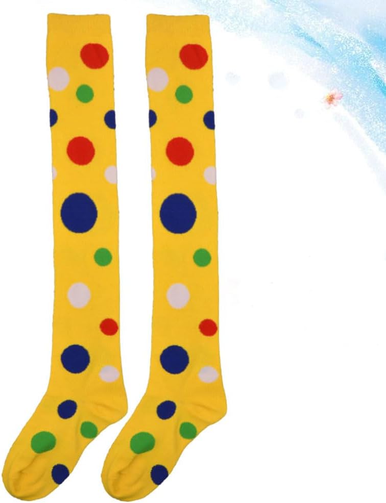 PRETYZOOM Clown Stockings Womens Knee High Socks Polka Dot Clown Socks Women Girls Over Knee High Funny for Women Costume Yellow - Image 4