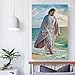 ZHENGYI Jesus Poster Jesus Walking On The Beach Canvas Art Poster and Wall Art Picture Print Modern Family Bedroom Decor Posters 12x18inch(30x45cm)