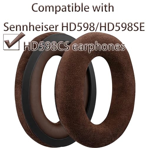 Reemplazo de almohadillas para auriculares compatible con Sennheiser HD598 | Almohadillas marrones de felpa de alta densidad que aíslan el sonido y son suaves miniatura 4