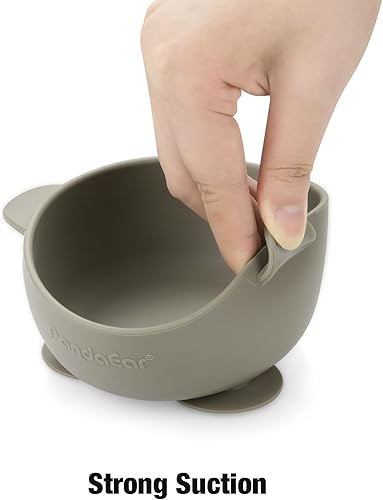 Miniatura 5 de PandaEar Paquete de 3 tazones para bebé con succión, cuencos de silicona con tapas, tazones de succión antiderrames para bebés y bebés, primera
