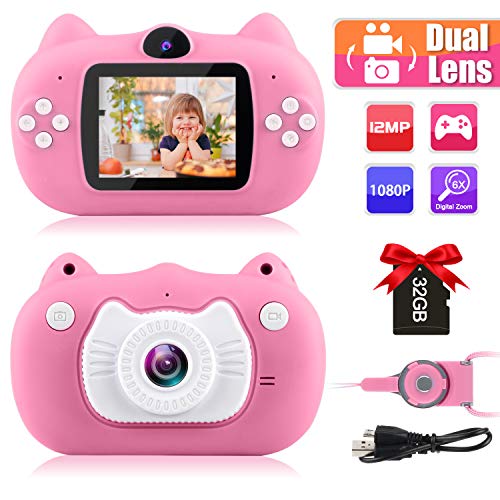 GKTZ Kids Camera Digital Dual Lens Video Cameras for Children Toys Camcorder