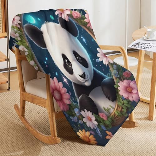 Couverture panda flannel douce plaid chaud lit canapé voyage 130x180