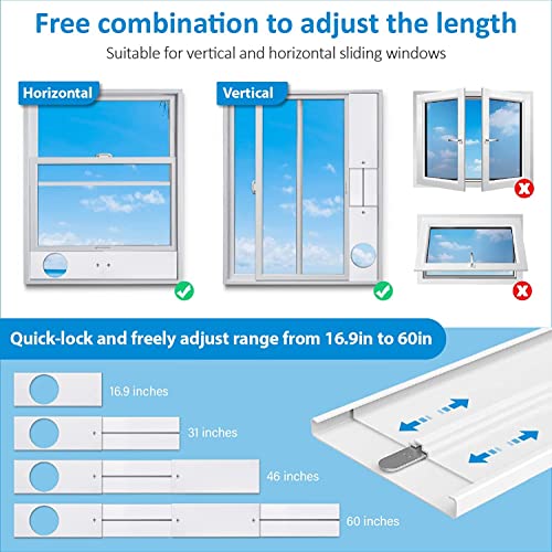 LINFKY Tragbares Klimaanlagen Fensterabdichtung, Verstellbare Mobile Klimaanlage Schiebefenster PVC Dichtungssatz, Bausatz für Erweiterungsfenster mit Schnittstelle (Für 15cm Schlauch)