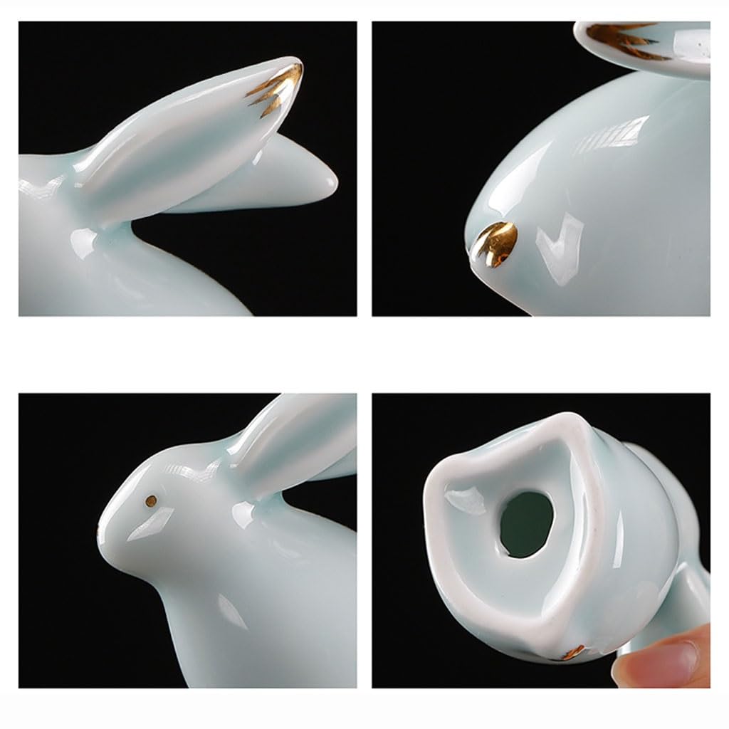Figurine da Tavolo Creativo Coniglio tè Animale Domestico Ornamento Animale Ceramica Mini Paesaggio in Vaso Tavolo da tè Decorazione della casa Decorazioni da Tavola