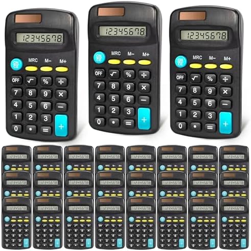 24 Pack Pocket Mini Black Calculators, 8 - Digit Display, Solar B...