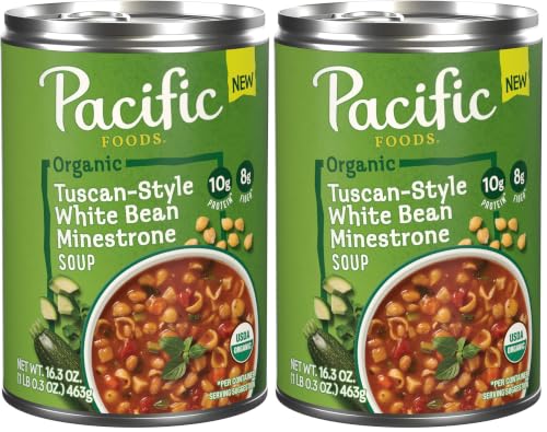 Image of Pacific Foods Organic Tuscan-Style White Bean Minestrone Soup, 16.3 oz Can (Pack of 2)