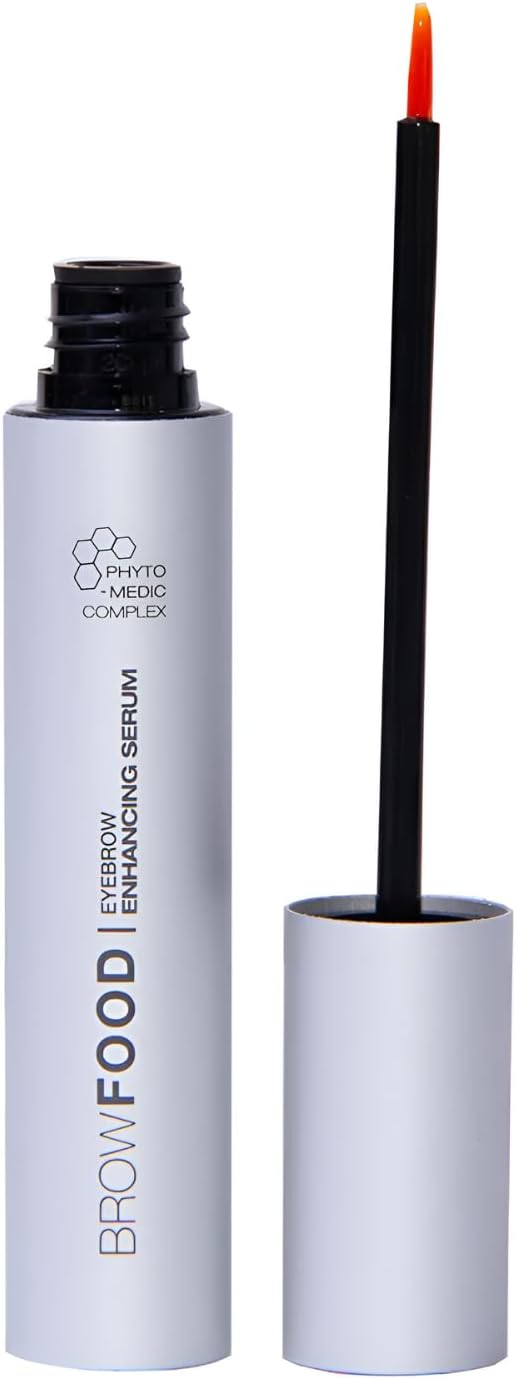 Browfood Eyebrow Enhancing Serum | 3 Month Supply | Ecocert Natural Brow Enhancer Rejuvenating Eyebrow Booster For Thicker, Fuller, Stronger Brows With Phyto-Medic Complex 0.17oz