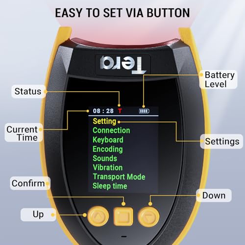 Image of Tera Barcode Scanner Wireless 2D with Stand: Pro Version Digital Setting Screen Keypad Works with Bluetooth 2.4G Wireless USB Wired Extra Fast Scanning Speed Handheld Bar Code Reader HW0009-Z Yellow