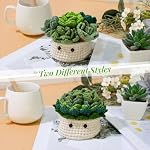 LOMOHOO Crochet Kit pour débutants, 6PCS Kit de sous-verres au Crochet, Kit de plante en pot de fleurs avec crochet, Fil coloré, Marqueur de point, Instruction, Craft Lover DIY Outils de matériaux (verts)