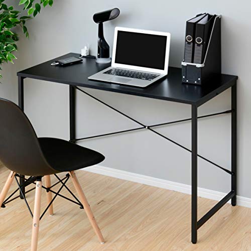 [山善] デスク 幅100 耐荷重60kg 2口コンセント 傷・汚れ・水分・熱に強い天板 アジャスター付き 奥行49×高さ70cm シンプル パソコンデスク 勉強机 組立品 ブラック/サンドブラック MCPE-1050(BK/SBK) テレワーク