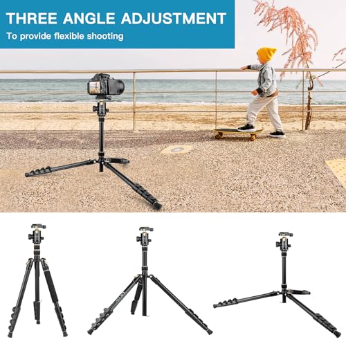 Image of Professional DSLR Tripod for Photography - Tall, Lightweight & Heavy Duty - Spotting Scopes, Telescope & Binoculars - Compact Complete Tripod Unit