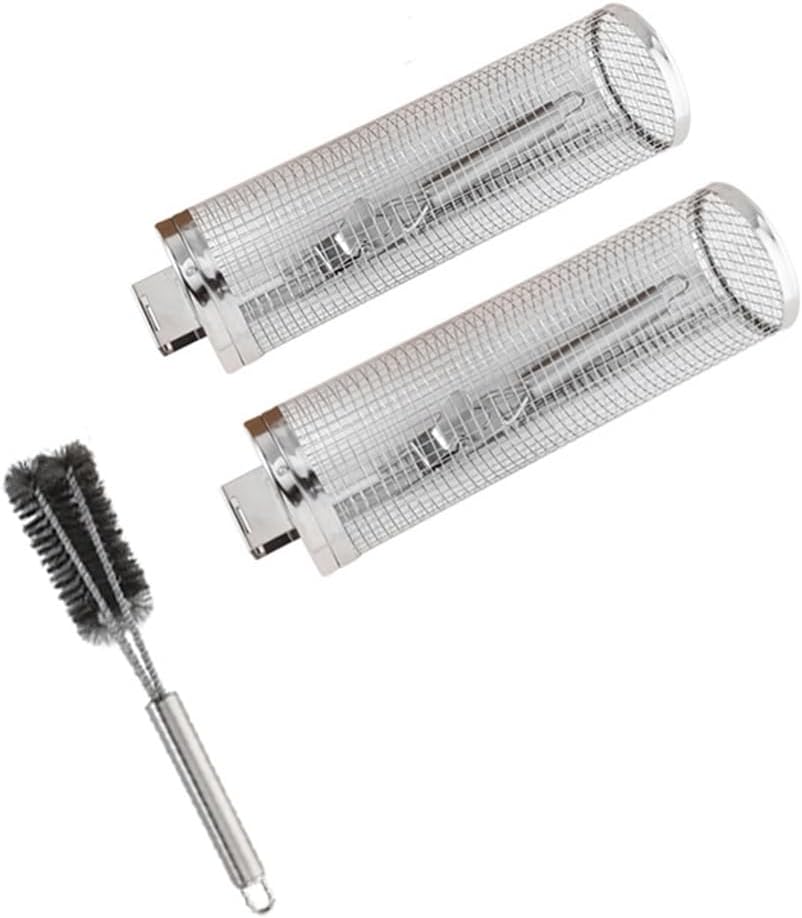 Barbecue Cage with Handle Barbecue,Stainless Steel Rolling Grill Barbecue Net Smoked Barbecue Round Grill Basket