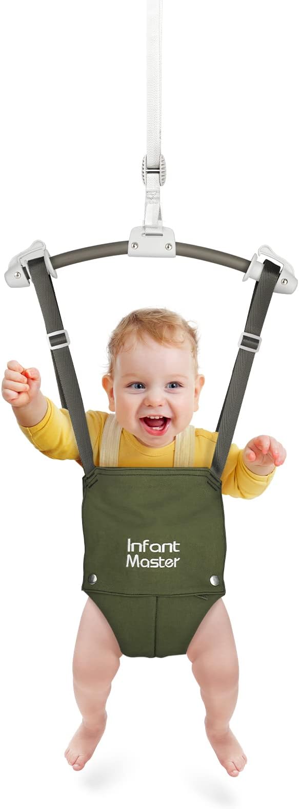 Master Baby Doorway Jumper - Sturdy with Adjustable Strap, Soft Johnny Bouncer Seat, Ideal Gift for Infant, Free Installation, Green
