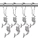 Rust Proof Shower Curtain Hooks - Brushed nickel rings with Mermaid decorative accessories set design for bathroom curtain, bedroom, baby room, home window (antique silver, stainless steel, set of 12)