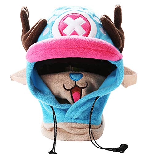 Tony Tony Chopper Hat Keep Warm Winter Deer Hat with Plush Mask for Adults Teens Decorative Headgear Windproof Balaclava Neck Gaiter Mask Cap for Outdoor Activities
