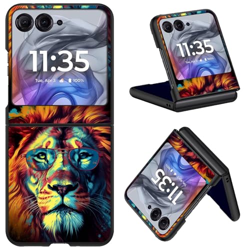 Slim Protective Case for Motorola Razr 2025/2024, Moto Razr 50/60 – Hard PC Full-Body Cover, Shockproof & Scratch-Resistant, Lion