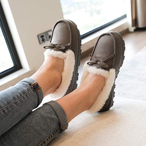 DL Women's Memory Foam Moccasin Slippers Micro Suede with Breathable Faux Fur Lining Slip On House Shoes Micro Indoor & Outdoor2