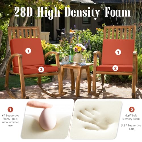 Image of Deep Seat Patio Cushions Set, 24x24 Inch Waterproof & Fade Resistant Outdoor Chair Cushions, Thick Padded Replacement Sofa Cushions for Garden Yard Furniture