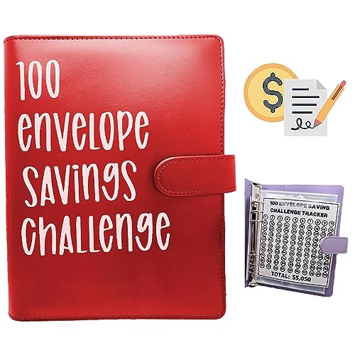 100 Envelope Challenge Binder, Savings Challenges Sheets，Easy and Fun Way