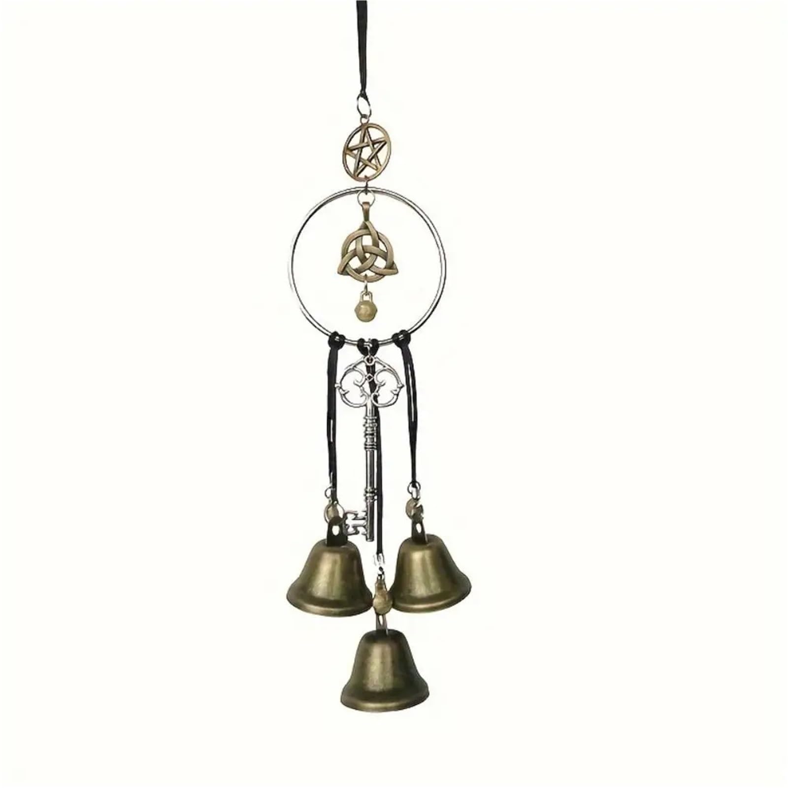 Garden Door Wind Chimes Handmade Hanging Witch Bell Retro Creative Wind Chime Wreath Novelty Vintage Metal Pendant Christmas