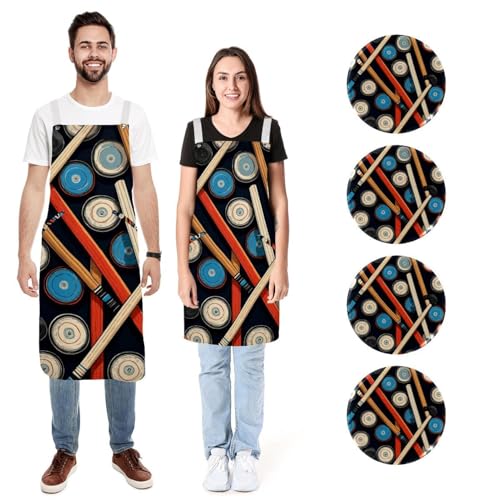 Tabliers de cuisine bâtons de hockey colorés lot de 2 réglables