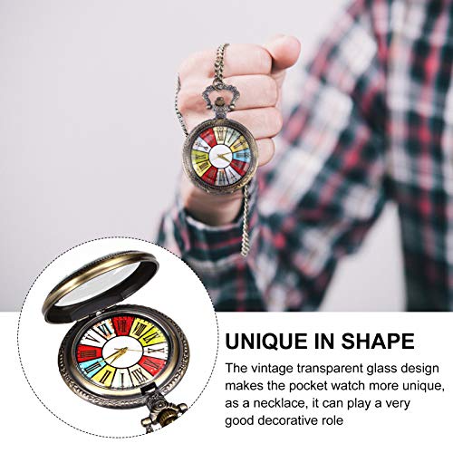 ibasenice Heren vintage mechanisch zakhorloge roestvrij staal zakhorloge met ketting analoog skelethorloge handmatig opwinden mechanisch horloge - Afbeelding 7