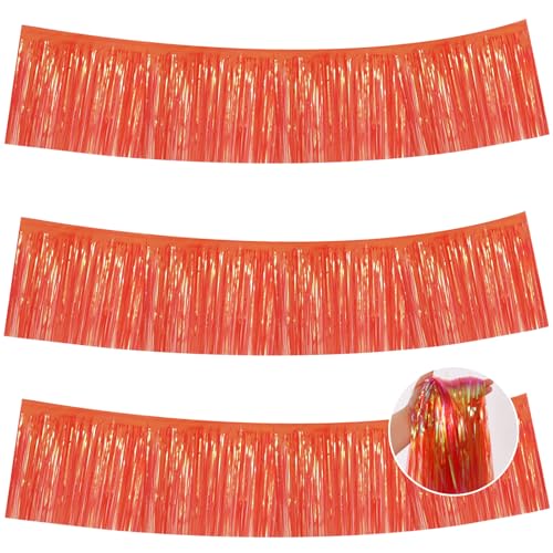 Image of BEISHIDA 3 Packs Metallic Foil Fringe Garland Shining Red Wall Hanging Tinsel Fringe Banners for Car Floats Bridal Shower Wedding Birthday Valentine's Day Anniversary Party Decoration(30 Feet)