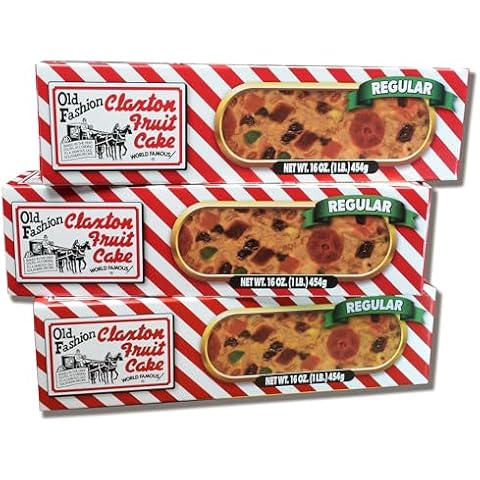 Claxton Fruit Cake - 3-1 Lb. Regular Recipe - In Exclusive "Claxton Gift Cartons" Cover