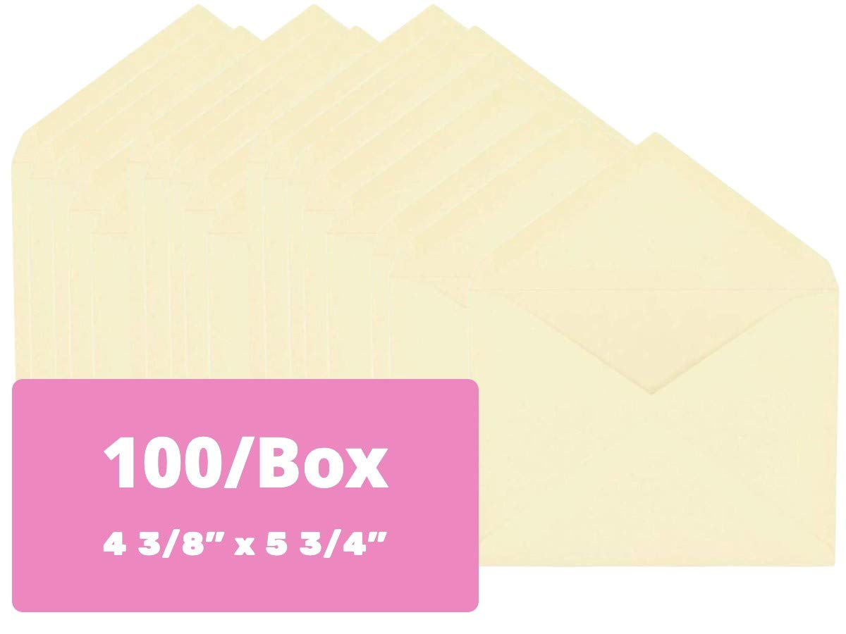 1InTheOffice Sobres A2 A2 color marfil, sobres de invitación engomados, 4 3/8 pulgadas x 5 3/4 pulgadas, 100 unidades por caja