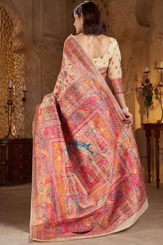 Image of SGF11 Women's Kanjivaram Pure Soft Silk Saree With Unstitched Blouse Piece