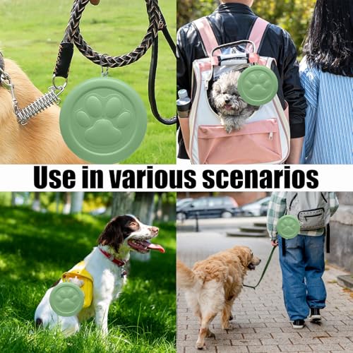Hundenapf mit Decke und Karabiner Reisenapf Hund Hundenäpfe Plastik Tragbar Wassernapf Fressnapf Trinknapf für Unterwegs Reisen Spaziergänge für Hunde Katzen 14 * 4CM Grün