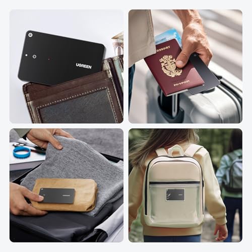 UGREEN FineTrack Slim kompatibel mit Apple Find My (nur iOS), Bluetooth Tracker, IP68 Wasserdicht, wiederaufladbarer Geldbörsenfinder, SmartTag Tracker Karte für Wallet, Reisepässe, Gepäck
