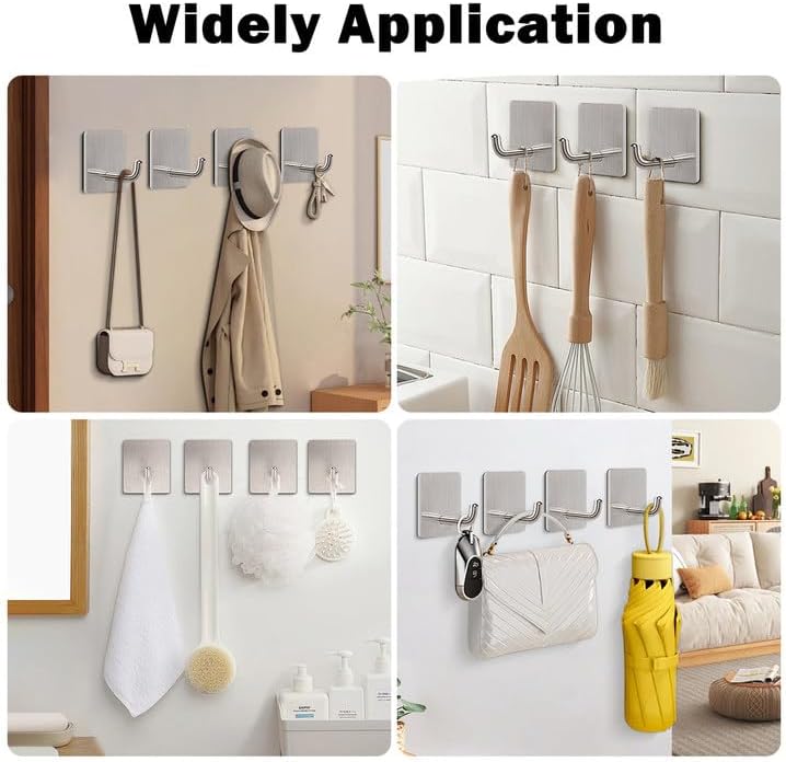 Miniatura 6 de Livabber Ganchos adhesivos para toallas, ganchos de pared autoadhesivos de acero inoxidable 304, ganchos de ducha impermeables para batasropa,