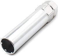 Vista 14 de Wheel Accessories Parts 1 llave adaptadora de tuercas de punta de 4.60" (116.8 mm) de largo, 6 tuercas estriadas con acabado de zinc brillante.