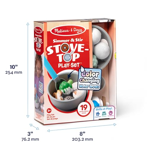 Melissa & Doug Simmer & Stir Stovetop Play Set with Water Wow!® Color Changing Play Food Preschool Toy Ages 3+ image 3