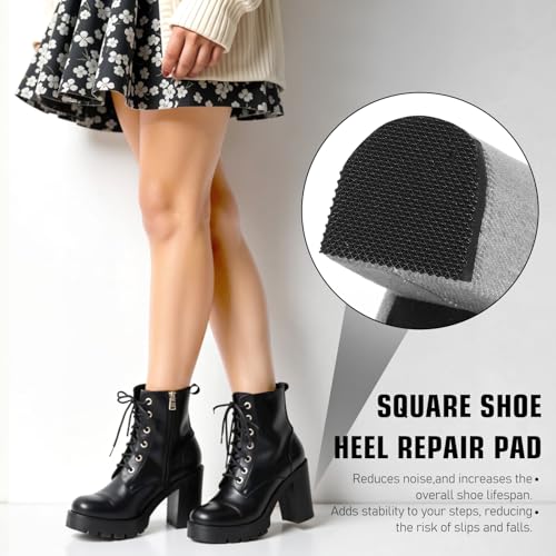 Image of High Heels Patches, Rubber Boot Replacement Square Sole Repair Tips Anti Caps Tread Pad Non Slip Protectors