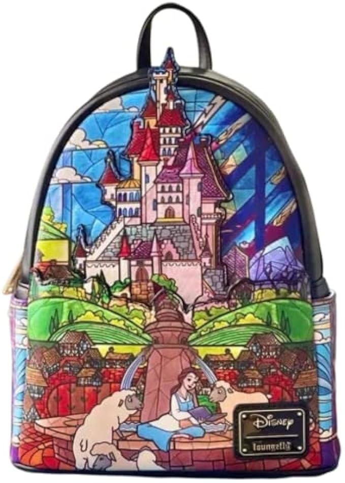 Loungefly Disney Princess Castle Series Belle Womens Double Strap Shoulder Bag Purse, One Size, Multicolor