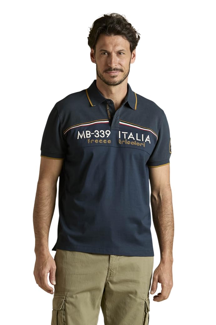 Aeronautica Militare Polo PO1924 para hombre, camisa, camiseta, manga corta, flechas tricolores