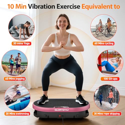 Image of Vibration Plate Exercise Machine for Body Shaker Machine & Weight Loss, Shake Plate with Resistance Bands, 120 Speed Levels, Remote Control, Full Body Workout, Compact Home Gym Equipment