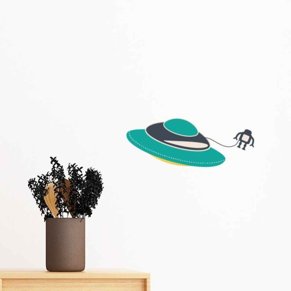 Sticker Mural Alien Amovible Sans Bulle Papier Peint UFO Déco Murale Sans Abîmer le Mur 80cm