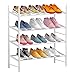 JQAM Zapatero Independiente de 4 Niveles, Zapatero de Hierro de Metal Extensible y Ajustable, Zapatero apilable para Entrada (Color : White)