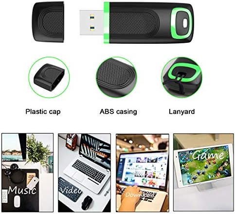 KEXIN USB Stick 64GB USB 3.0 Flash Drive Cap Design USB Memory Stick Mini Data Storage Stick USB Pen Drive Thumb Drive Fast Speed USB Drive for PC Laptop Tablet Macbook Car TV (Black Green)