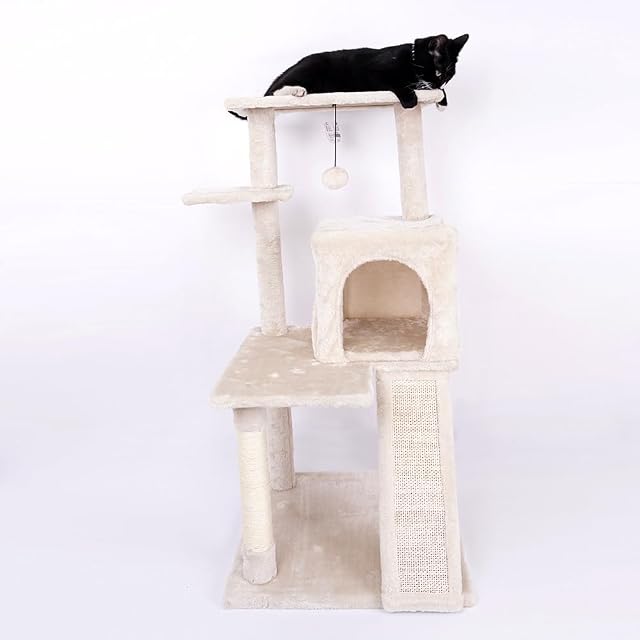 Foto 2 de 8 de Árbol para Gatos Centro de Actividades con Varios Niveles Plataformas Elevadas Poste Rascador de Sisal Caseta…