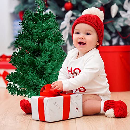 FINGOOO 2ft Christmas Tree, Indoor Desktop Small Artificial Xmas Tree with Wood Base for Holiday Home Indoor Tabletop Decorations, Green - Image 3